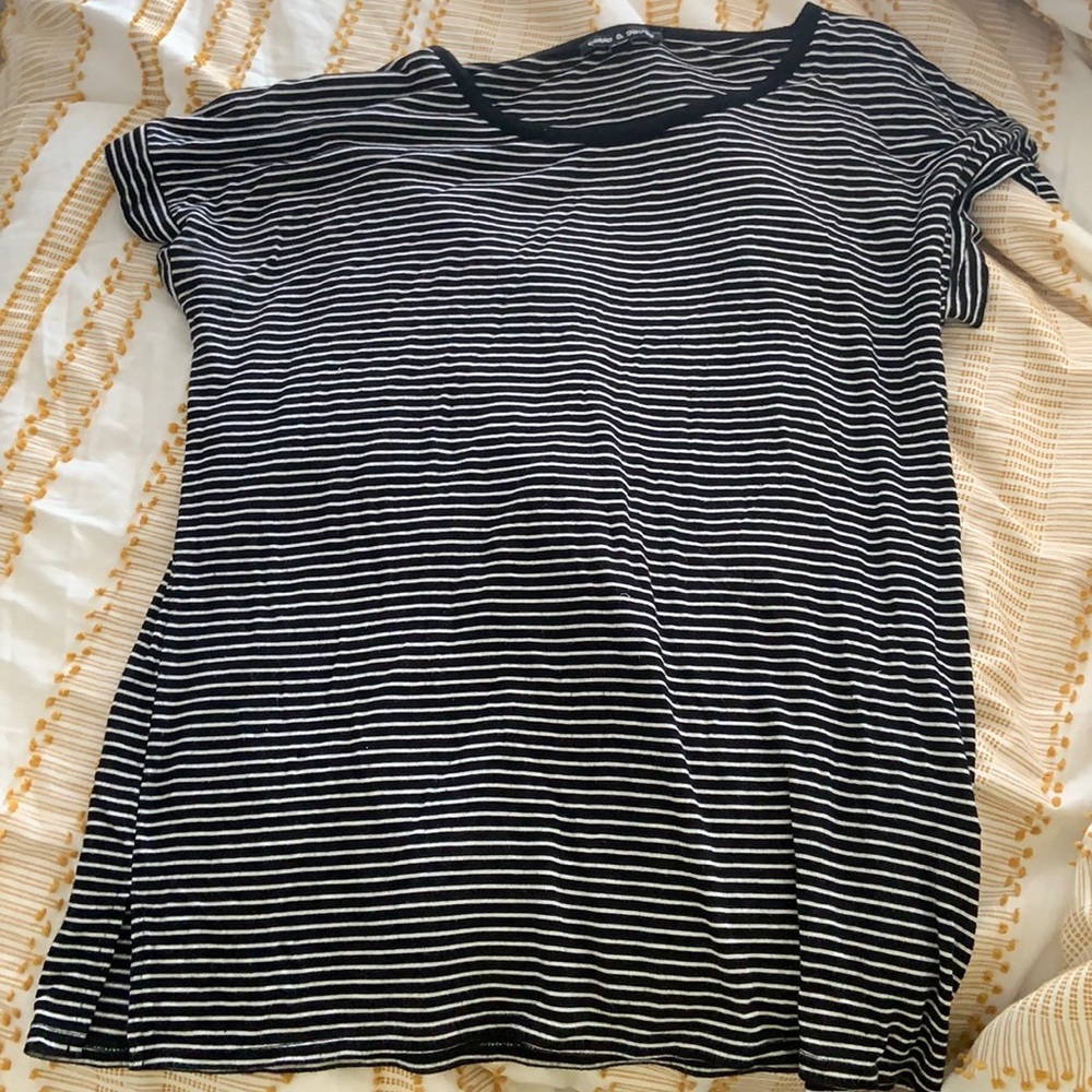 Cable & Gauge black and white striped shirt